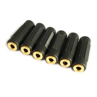 3.5mm Stereo Jack to 3.5mm Stereo Jack Female to Female Adapter Connector Gold Plated (6 Pack)