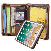 iPad Portfolio Folio Case, Organizer Portfolio Case with Removable Tablet Holder for 9.7-inch iPad /9.7 iPad Air 2, Brown