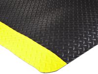 Durable Vinyl Heavy Duty Diamond-Dek Sponge Industrial Anti-Fatigue Floor Mat, 3' x 5', Black with Yellow Border