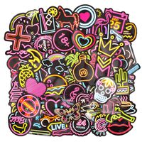 Riao-Tech 100pcs NEON Stickers Vinyl Decals for Graffiti Laptop Vinyl Guitar Bumper Luggage Hemlet Skateboard Car Bicycle Motorcycle Waterproof Sticker