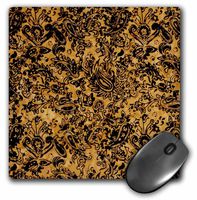 3dRose LLC 8 x 8 x 0.25 Inches Mouse Pad, Gold Background with Black Scroll Paisley (mp_80363_1)