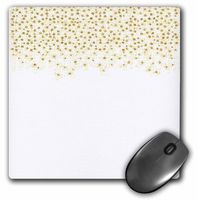3dRose Mouse Pad Gold Sparkling Faux Glitter Confetti Dots on White, 8 x 8" (mp_266872_1)