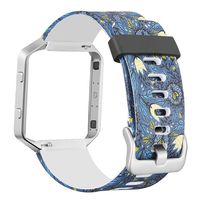 Mosstek Bands Compatible with Fitbit Blaze with Stainless Steel Frame, Soft Silicone Replacement Wristband Compatible Fitbit Blaze Smart Fitness Watch with Fantastic Pattern Design Print