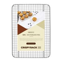 CrispyRack Heavy Duty 100% 304 Stainless Steel Wire Rack For Cooking, Roasting, Drying, and Grilling. Rack Fits Small Quarter Sheet Size Baking Pan, Oven Safe, Commercial Quality, 8.5" x 12"