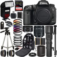 Canon EOS 7D Mark II DSLR Camera with 50mm, 18-55mm, and 500mm Lenses with 2X Teleconverter, T-Mount Adapter & Essential Accessory Bundle - Includes: SanDisk Extreme PRO 64GB Memory Card + More