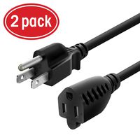 GearIT 2-Pack 6 Feet 16 AWG Heavy Duty AC Power Extension Cord Cable - SJT 16/3C NEMA 5-15P to NEMA 5-15R (13A/125V), Black