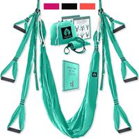 Yoga4You Aerial Yoga Swing Set - Yoga Hammock Swing - Trapeze Yoga Kit - 2 Extension Straps - Wide Flying Yoga Inversion Tool - Antigravity Ceiling Hanging Yoga Sling - Adult Kids Arial Toga (Green)