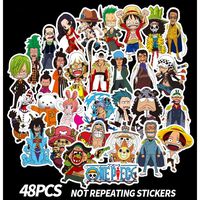 Anime Laptop Stickers Waterproof Sticker Decal for Skateboard MacBook Pad Motorcycle Bicycle Graffiti Luggage Stickers Pack (One Piece - 48Pcs, Anime)