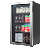 Vremi 120 Can Beverage Refrigerator and Cooler - 3.2 Cu. Ft. Mini Fridge with Glass Door for Soda Beer or Wine - Auto Defrost Drink Dispenser Machine for Office or Bar with Removable Shelves