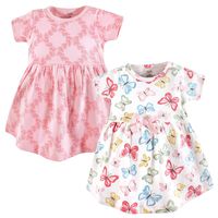 Touched by Nature Girls, Toddler, and Baby Organic Cotton Short-Sleeve Dresses, Butterflies Short-Sleeve, 2 Toddler