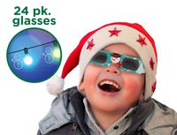 Holiday Specs 3D GLASSES- 24pk Holographic glasses, Look through Glasses at your Holiday Lights and see Snowmen, Snowflakes, Santa, Gingerbread Men, Candy Canes or Reindeer Appear before your Eyes!