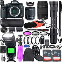 Canon EOS 7D Mark II DSLR Camera Kit with Canon 18-55mm & 75-300mm Lenses + 420-800mm Telephoto Zoom Lens + Battery Grip + TTL Flash (Upto 180 Ft) + Comica Microphone + 128GB Memory + Accessory Bundle