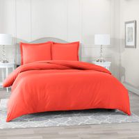 Nestl Bedding Duvet Cover 3 Piece Set - Ultra Soft Double Brushed Microfiber Hotel Collection - Comforter Cover with Button Closure and 2 Pillow Shams, Orange - King 90"x104"