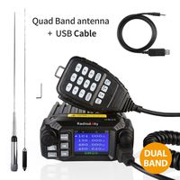 Radioddity DB25 Pro Dual Band Quad-standby Mini Mobile Car Truck Radio, VHF UHF 4 Color Display, 25W Vehicle Transceiver with Cable + 50W High Gain Quad Band Antenna