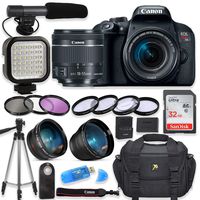 Canon EOS Rebel T7I Digital SLR Camera with Canon EF-S 18-55mm f/4-5.6 is STM Lens + Video LED Light + Shotgun Microphone + Sandisk 32GB SDHC Memory Card, Camera Bag (Complete Video Bundle)