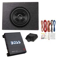 Boss 10" 800W Subwoofer + Q Power Truck Enclosure + Boss 1100W A/B Amplifier