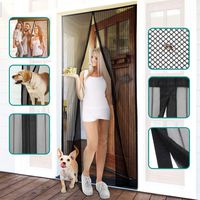 Homitt Magnetic Screen Door with Heavy Duty Mesh Curtain and Full Frame Hook&Loop, Hands Free,  Pet and Kid Friendly, 39" x 83", Black