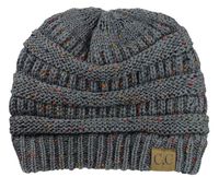 C.C Trendy Warm Chunky Soft Stretch Cable Knit Beanie Skully, Confetti Dark Melange Gray