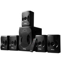 Frisby 5.1 Surround Sound Home Theater System with Subwoofer, Bluetooth Wireless Streaming from Devices, USB MP3 Input, Memory Card Reader, FM Radio Tuner, Remote Control - Black