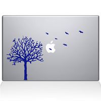 The Decal Guru 2094-MAC-13A-DB Tree with Birds Decal Vinyl Sticker, Dark Blue, 13" MacBook Air