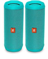 JBL Flip 4 Waterproof Portable Wireless Bluetooth Speaker Bundle - (Pair) Teal