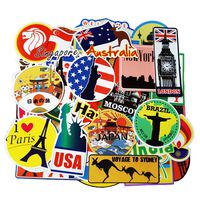 100pcs Travel Stickers, World Famous Tourism Country Regions Logo Sticker Pack, Vintage Vinyl Waterproof Sticker and Decal for Luggage, Laptop, Cars, Water Bottles, Kids, Men, Women, Tourist