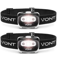 Vont Spark LED Headlamp Flashlight (2 PACK) Super Bright Head Lamp Suitable for Running, Camping, Hiking, Climbing, Headlight Includes Red Light, Headlamps for Adults & Kids