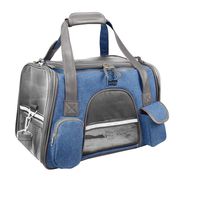 Purrpy Premium Cat Dog Carrier Airline Approved Soft Sided Pet Travel Bag, Car Seat Safe Carrier Blue M