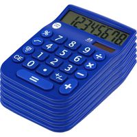 Office + Style 8 Digit Dual Powered Calculator with Large LCD Display, Blue (Pack of 6)