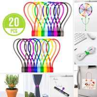 Reusable Magnetic Twist Ties,Silicone Fridge Magnets,Cable Straps with Strong Magnet for Bundling and Organizing,Bookmark Clips,Cord Wrap for Home,Office,School, or Just For Fun (10 Colors-20 Pack)