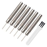 PortPlugs SIM Card Removal Tool Set (6 Pack + Cleaner Brush) Universal SIM Tray Pin Tool Compatible with All iPhone, iPad, Samsung Galaxy and Android Brands (Silver)