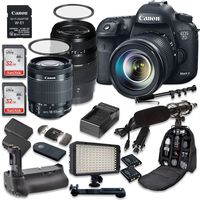 Canon EOS 7D Mark II 20.2MP CMOS Digital SLR Camera with W-E1 Wi-Fi Adapter, EF-S 18-55mm f/3.5-5.6 IS STM Lens, Tamron AF 70-300mm f/4-5.6 Lens, Battery Grip, Promotional Holiday Accessory Bundle