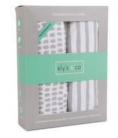 Waterproof Changing Pad Cover Set | Cradle Sheet Set by Ely's & Co no Need for Changing Pad Liner Taupe Splash & Stripe 2 Pack