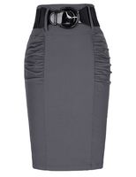 Belle Poque Dark Gray High Waist Pencil Skirts Bodycon Pencil Skirt, Size Medium KK271-2