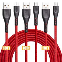 Micro USB Cable 10ft, CABEPOW Android Charger Cable「3Pack 10 feet 」,Extra Long Nylon Braided High Speed USB 2.0 Data Sync Charging Cord for Samsung, HTC, Motorola,Nokia,Kindle,MP3,Tablet and More-Red