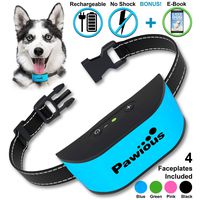 Bark Collar for Small Dogs - Humane No Shock Rechargeable Anti Barking Collar - 4 Color Faceplates, No Harmful Prongs, Sound, Vibration, 7 Sensitivity Levels