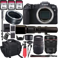 Canon EOS RP Mirrorless Digital Camera and Canon RF 24-105mm Lens + Canon EF-EOS R Mount Adapter + Sigma 70-300mm + 500mm MF Preset Lens with 160GB Memory & Complete Accessory/Travel Bundle