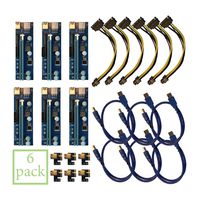 Sandbur 6-Pack PCIe Riser Mining Card PCI-E 16x to 1x Powered Adapter Card w/ 60cm USB 3.0 Extension Cable & MOLEX to SATA Power Cable - GPU Riser Adapter Extender Cable - Ethereum Mining ETH