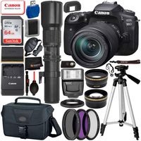 Canon EOS 90D DSLR Camera with 18-135mm Lens (3616C016), 500mm Preset f/8 Lens with T-Mount Adapter & 17PC Professional Accessory Bundle - Includes: SanDisk Ultra 64GB SDHC Memory Card + More