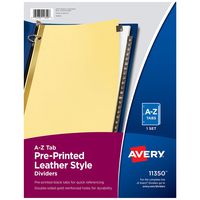 Avery A-Z Tab Binder Dividers, Pre-Printed Black Leather Style Tabs, 25-Tab, 1 Set (11350)