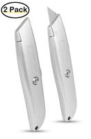 Internet's Best Classic Utility Knife - Set of 2 - Retractable Razor Knife Set - Extra Blade Refills - Box Cutter Locking Razor Knife - Full Metal Body