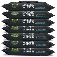 DUDE Wipes Flushable Wet Wipes, Unscented with Vitamin-E & Aloe, 100% Biodegradable, Dispenser (7 Packs, 48ct Per Pack)
