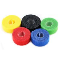 SAISN 5 Pack Fastening Tape Roll Reusable Hook Nylon Cable Ties for Cord Organizer Computer Wire Management