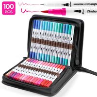 100 Colors Art Markers Set, Ohuhu Dual Tips Coloring Brush Fineliner Color Marker Pens, Water Based Marker for Calligraphy Drawing Sketching Coloring Bullet Journal Valentine's Day Back To School Gift