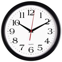 Bernhard Products Black Wall Clock Silent Non Ticking - 10 Inch Quality Quartz Battery Operated Round Easy to Read Home/Office/Classroom/School Clock