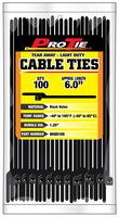 Pro Tie B6QO100 5.5-Inch Quik Off Tear Away Cable Tie, Black Nylon 100-Pack