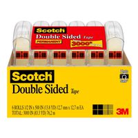 Scotch Brand Double Sided Tape, No Liner, Strong, Engineered for Office and Home Use, 1/2 x 500 Inches, 6 Dispensered Rolls (6137H-2PC-MP), Single