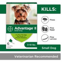 Flea and Lice Treatment for Dogs, 3-10 lb, 6 doses, Advantage II