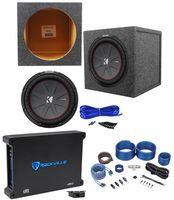 Kicker 43CWR124 COMPR12 1000W 12" Subwoofer+Sealed Box+Mono Amplifier+Amp Kit