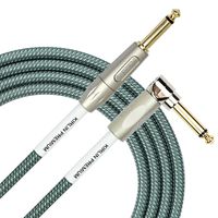 Kirlin Cable IWB-202PFGL-10/OL -10 feet- Straight to Right Angle 1/4-Inch Plug Premium Plus Instrument Cable, Olive Green Tweed Woven Jacket